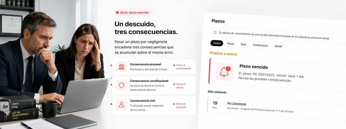 Consecuencias de perder un plazo procesal: preclusión y responsabilidad civil del abogado