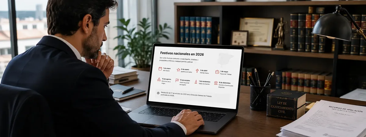 Festivos nacionales 2026 inhábiles a efectos procesales en todos los partidos judiciales de España